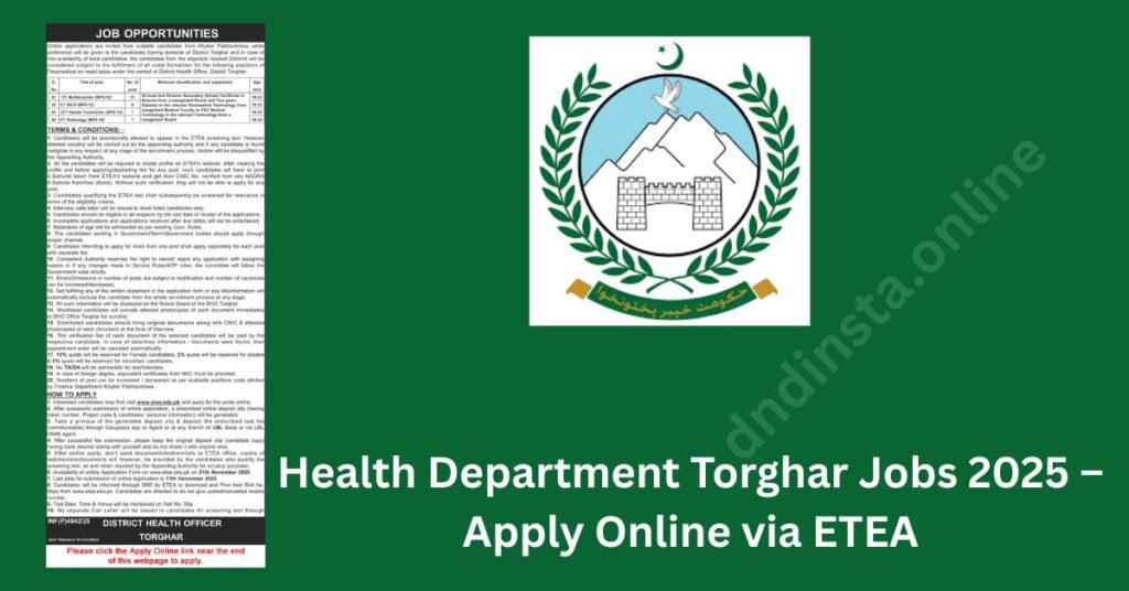 Health Department Torghar Jobs 2025 – Apply Online via ETEA