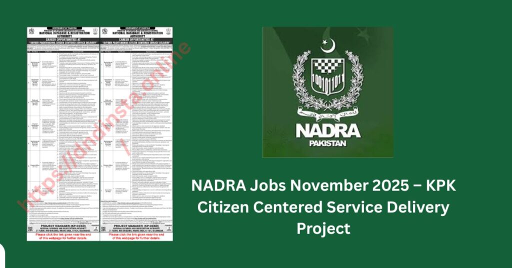 NADRA Jobs November 2025 – KPK Citizen Centered Service Delivery Project